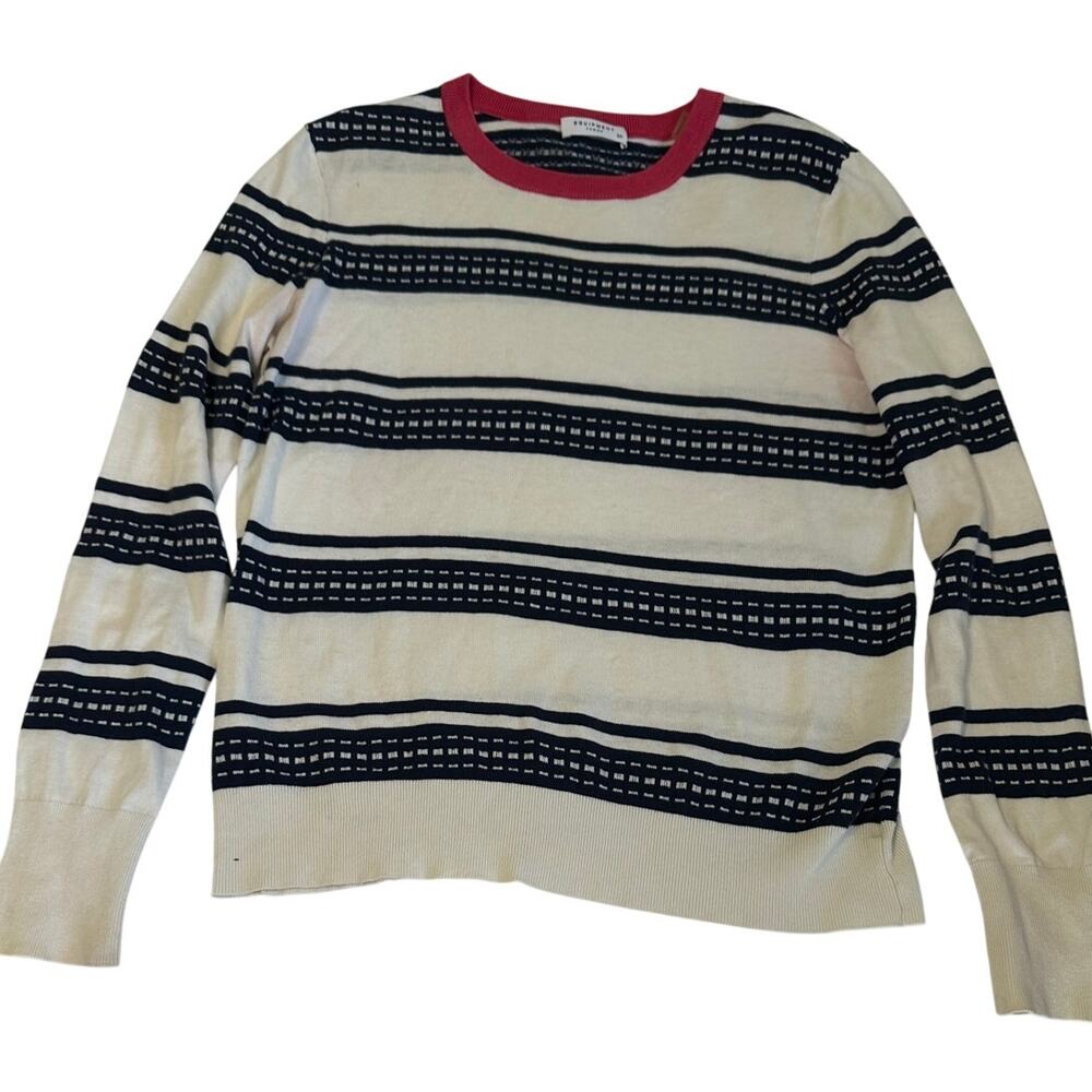 Equipment Femme Striped Knit Sweater Red Trim S/P